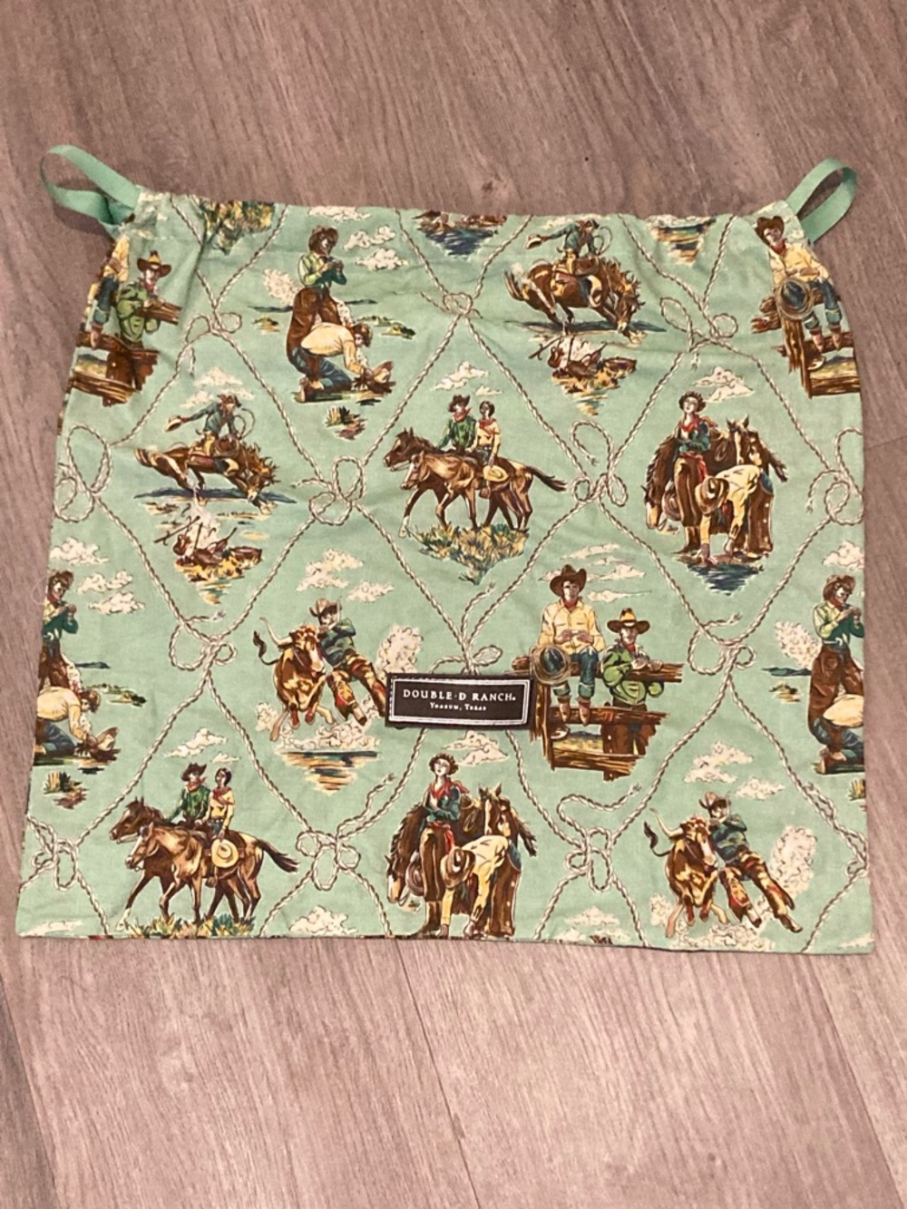 Double D Ranch Mint Green Cowboy Print Drawstring Dust Bag